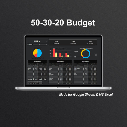 50-30-20 Budget Tracker (Dark Theme)