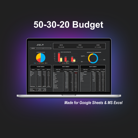 50-30-20 Budget Tracker (Dark Theme)