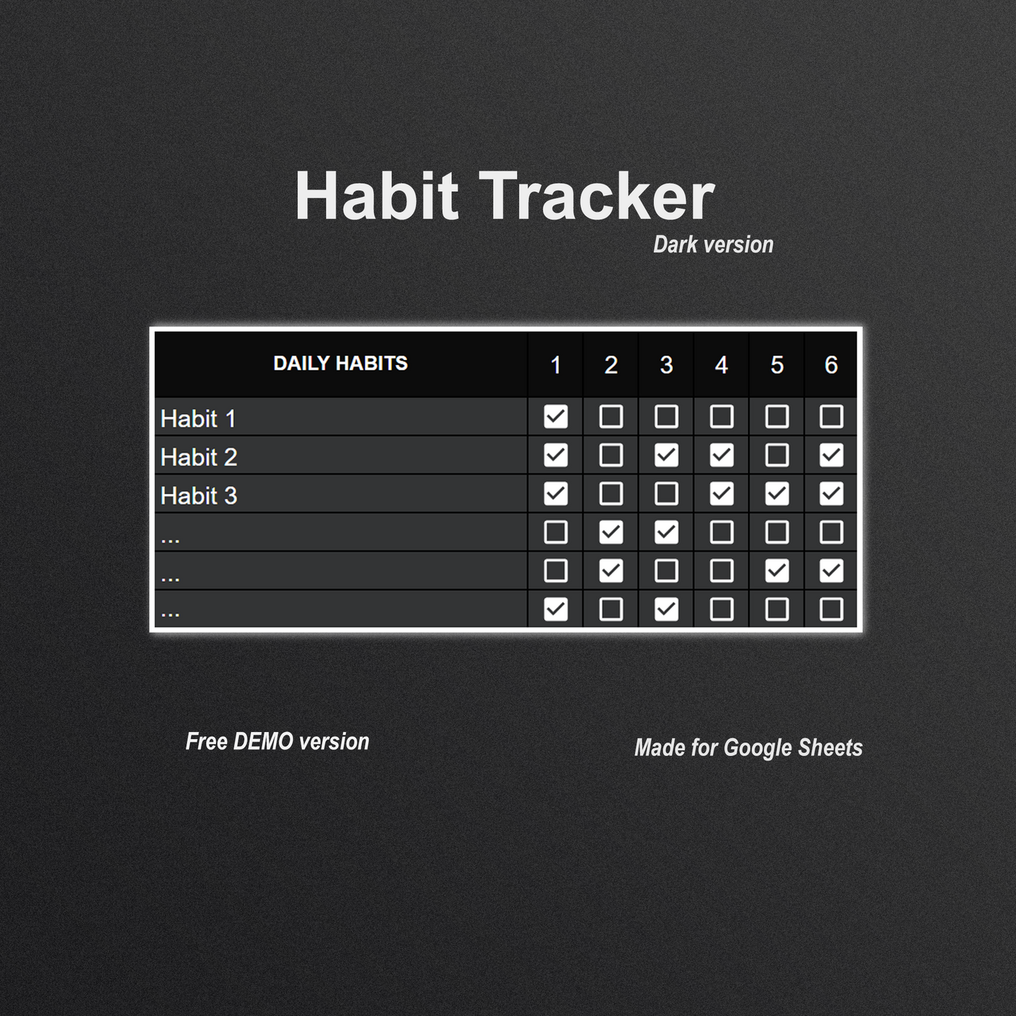 DEMO Habit Tracker (Dark)