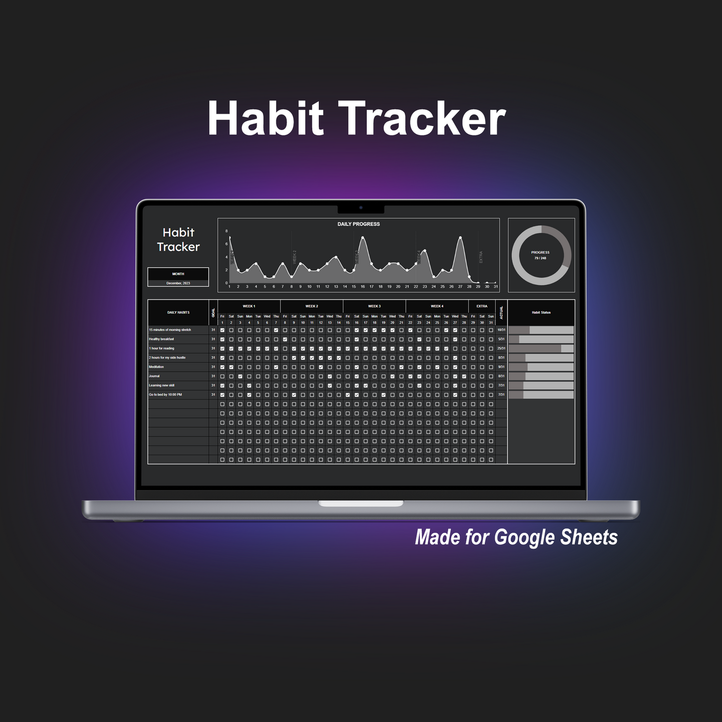 Habit Tracker (Dark Theme)