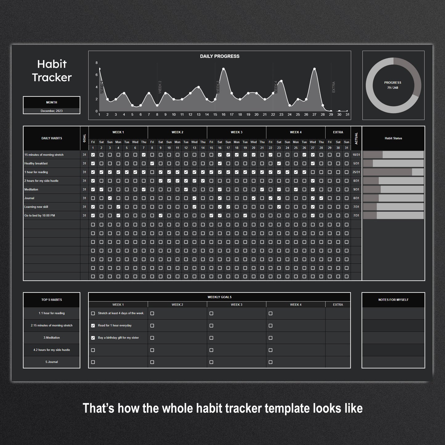 Habit Tracker (Dark Theme)